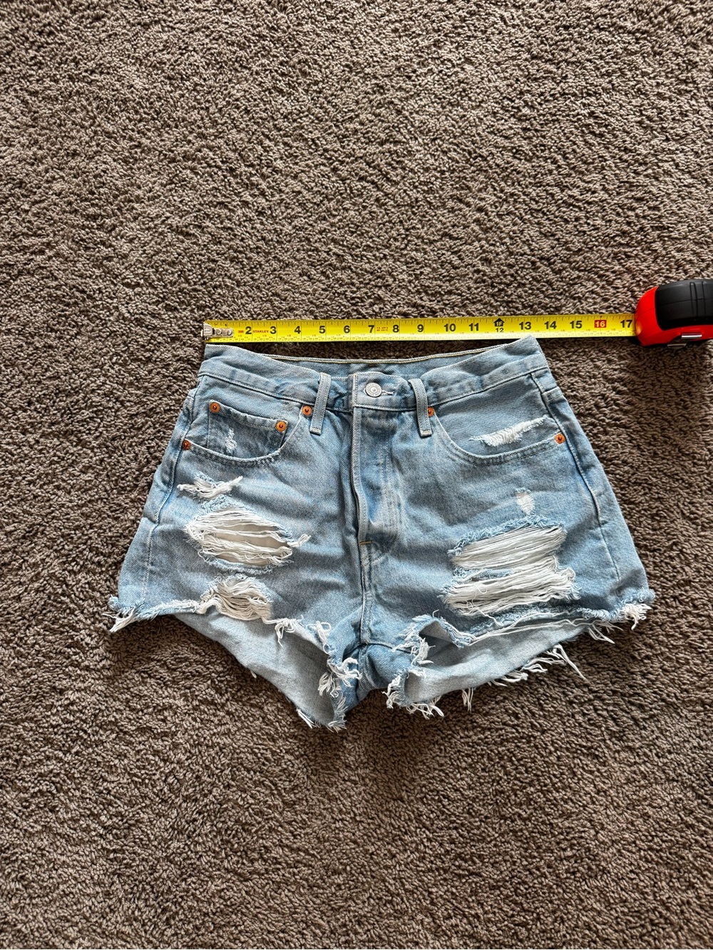 Levi’s 501 Women's Light Blue Distressed High-Rise Denim Shorts